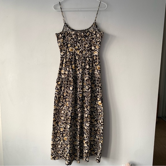 Doen Benoit Cotton Ruched Bust Midi Maxi Dress Noir Columbia Street Floral Black - Picture 11 of 14